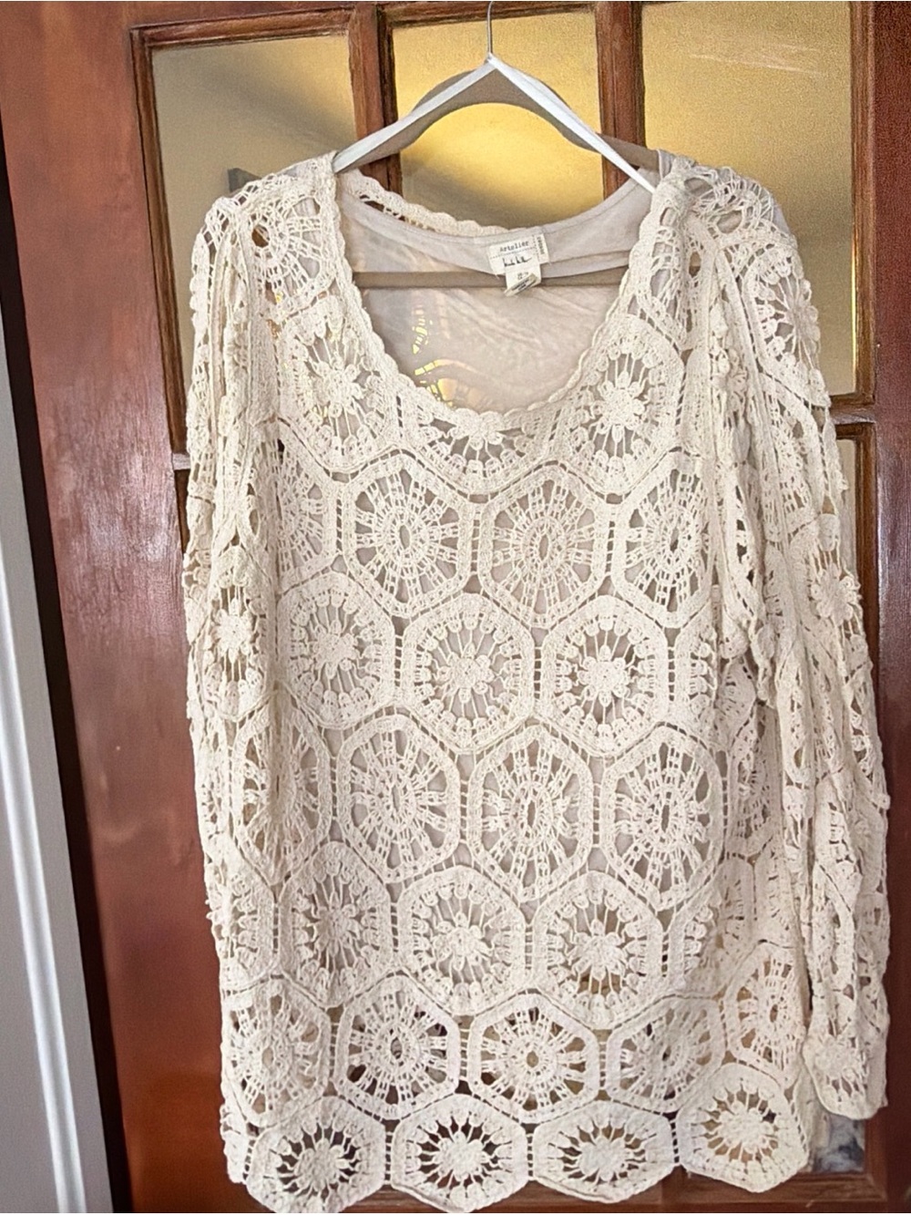 Nicole Miller Cream Crochet Lace Blouse Size 1x